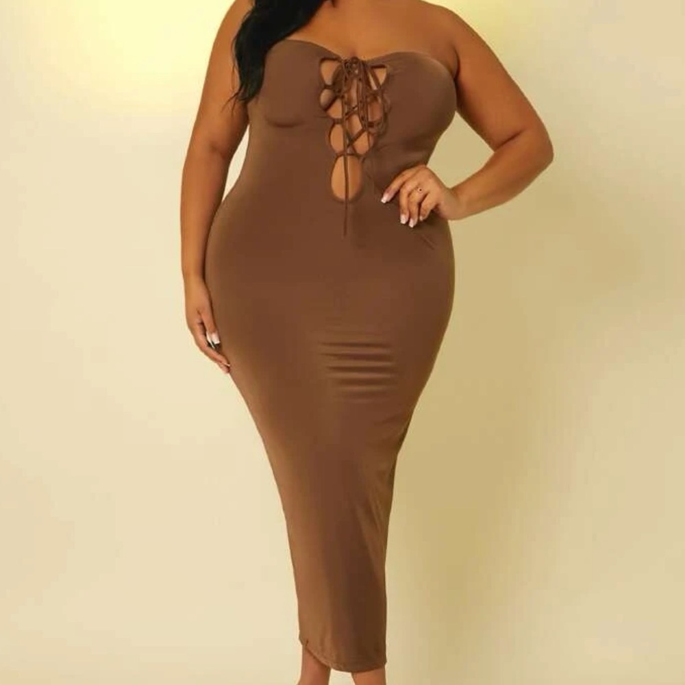 SHEIN| Sexy Plus Lace Front Split Back Dress